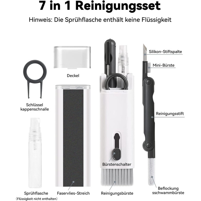 Набір для чищення 7 в 1: клавіатура, екран, AirPods Pro, ноутбук, телефон, монітор, камера