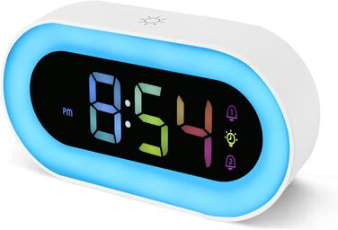 Digital Alarm Clock for Kids, Alarm Clock with Night Light for Girls Boys Teenagers Dual Alarms 18 Ring Tones Snooze Modes 12/24 Hour Format 5 Volume Adjustments