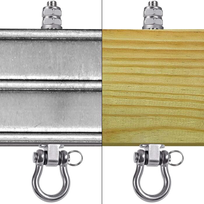 BeneLabel 4-Piece Swivel Hook Bearing, Hammock Attachment for Wooden Beams, M10 Heavy-Duty Hanging Chair Suspension, Concrete Ceiling, 245mm Stainless Steel Swivel, Punching Bag Ceiling Bracket, Screw-in Eye Bolts, Up to 680kg