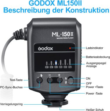 Godox ML150II: Компактний LED кільцевий світлодіодний світильник з регулюванням потужності для фото та відеозйомки