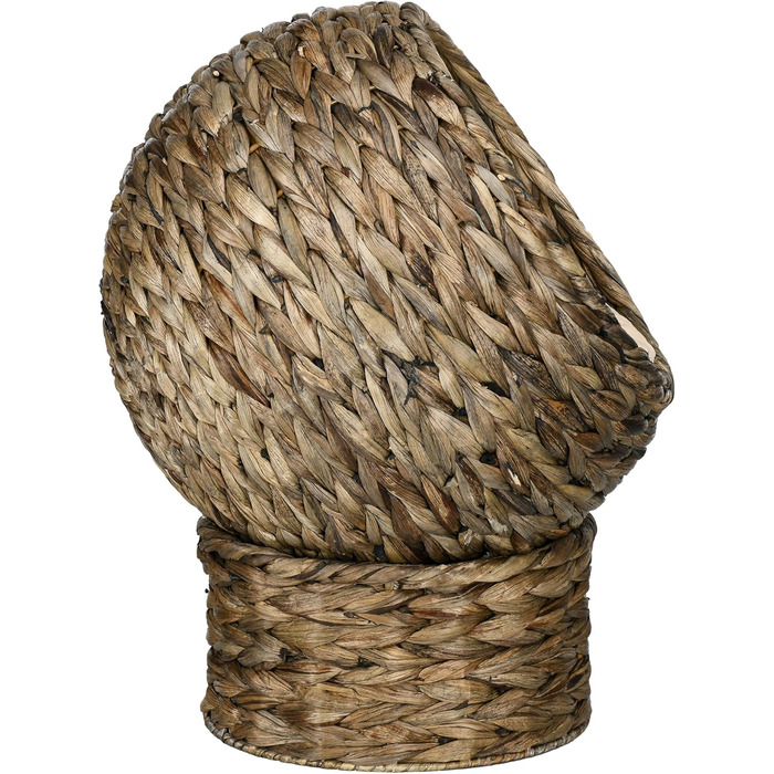 PawHut Rattan Cat Basket Cat Cave Cat House Cat Bed with Cushion Pet Bed Water Hyacinth 42 x 33 x 52 cm (42L x 33W x 52H cm, Coffee)