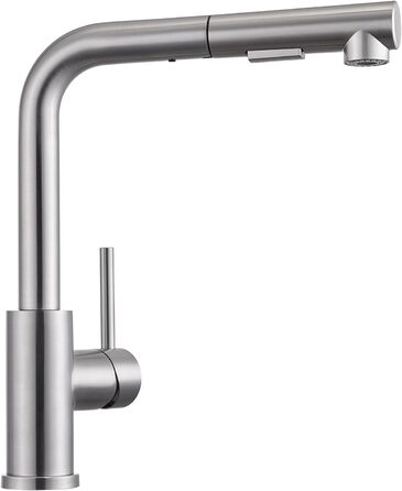 Кухонний змішувач висувний BONADE з душем, 360° поворот, змішувач для кухні з 2 струменями, з нержавіючої сталі, однорідний