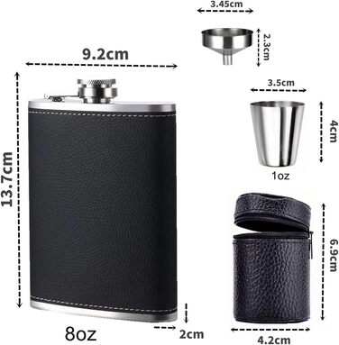 Фляга для алкоголю 8oz з нержавіючої сталі, набір з 4 склянок та воронкою, для чоловіків та жінок, подарункова коробка GUFRRST