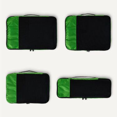 Органайзери для подорожей Amazon Essentials, набір 8 шт., з подвійним замком, 100% поліестер, різні розміри (1 великий, 1 середній, 1 маленький, 1 вузький), зелений