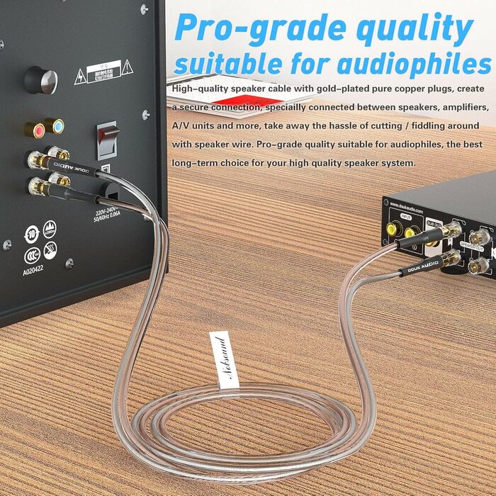 Акустичний кабель Douk Audio 14AWG OFC зі штекерами-бананами з позолоченням, 1 м