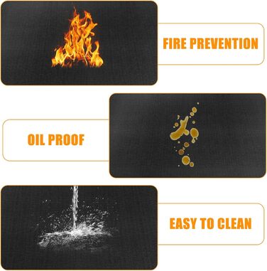 Вогнестійкий килимок для гриля, складаний, захист від нагріву, 39x60 дюймів (100x152 см), чорний