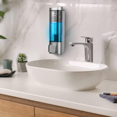 Дозатор мила настінний без свердління REAQUE, 200 мл, для душу, шампуню, дезінфікуючого засобу, мила, чорний