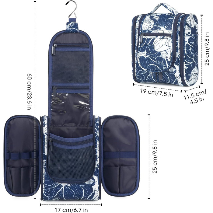 Косметичка для жінок та чоловіків Narwey Klein - дитяча косметичка для підвішування, чоловіча косметичка, валізка для косметики (Блакитний Лотос (Маленька)) A-Блакитний Лотос S