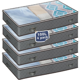 Коробки для зберігання під ліжком MIXC, 4 шт., 100 л, з кришкою, 100x50x18 см. Організація та зберігання постільної білизни, ковдр та одягу