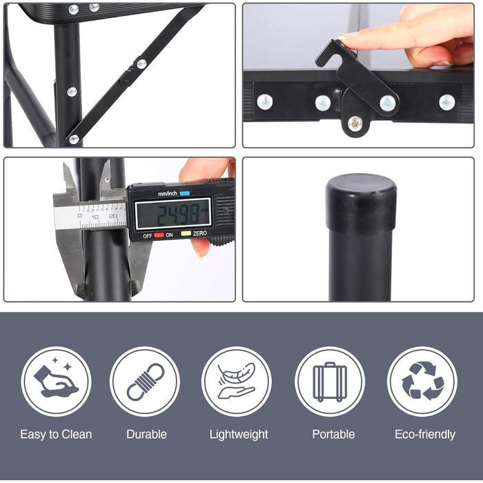 REDCAMP Складаний столик з регулюванням висоти, легкий портативний туристичний столик 60 x 40 см (4 рівня висоти) з сітчастою поверхнею, для дому та вулиці, балкона, ринку, кухні, темно-сірий, 60*40 см (4 рівня)