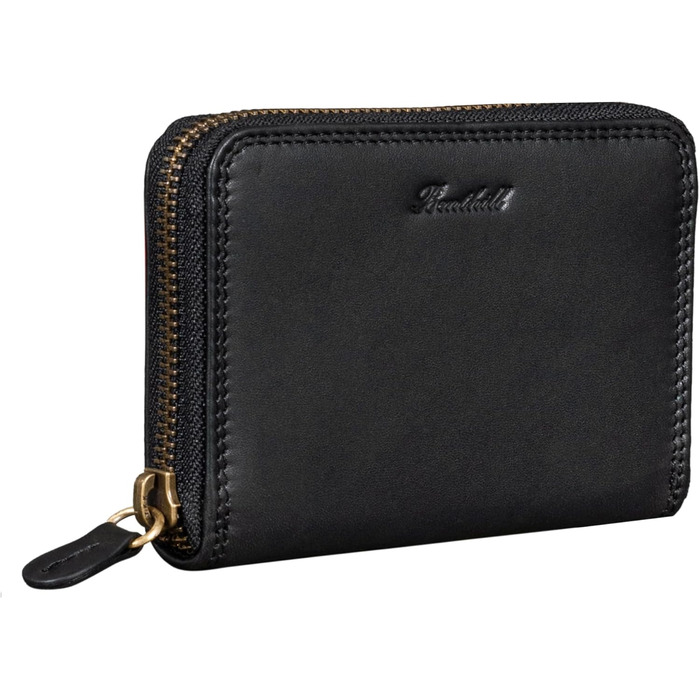 Benthill Wallet Women's Small Genuine Leather | Wallet with RFID Protection | Slim Flat Card Holder with Zipper & 6 Card Slots, Color: Black