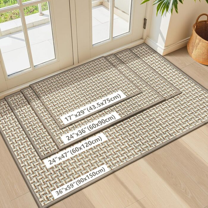 Придверний килимок LEKEEPGO протиковзкий вологопоглинаючий (сірий, 43x75 см) — універсальний килимок для входу, дому та вулиці, що миється