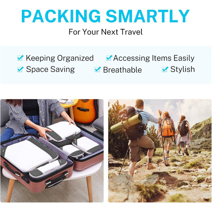 Органайзери для валізи Gonex (6 шт.) - набір кубиків для пакування, зелені