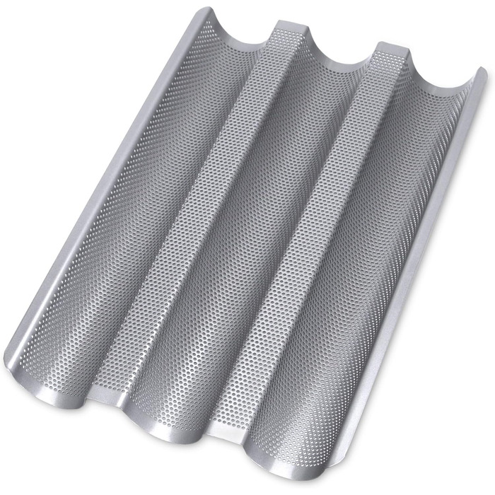 Baker's Sheet - Baguette Baking Sheet - 37 x 24 cm - for 3 Baguettes, H 2.5 cm - High-quality Non-Stick Coating