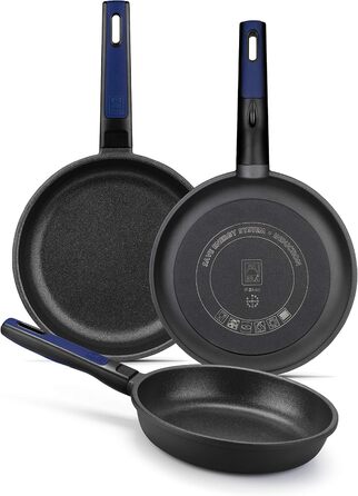 BRA Advanced | Set of 3 non-stick frying pans made of cast aluminum, 20|24|28 cm, PFOA-free, reinforced, excellent performance and scratch resistance, suitable for induction. Frying Pan Set (20-24-28 cm)