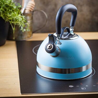 Чайник Kinghoff 1.8L з нержавіючої сталі, Induktion, з свистком, матовий синій, KH-1857