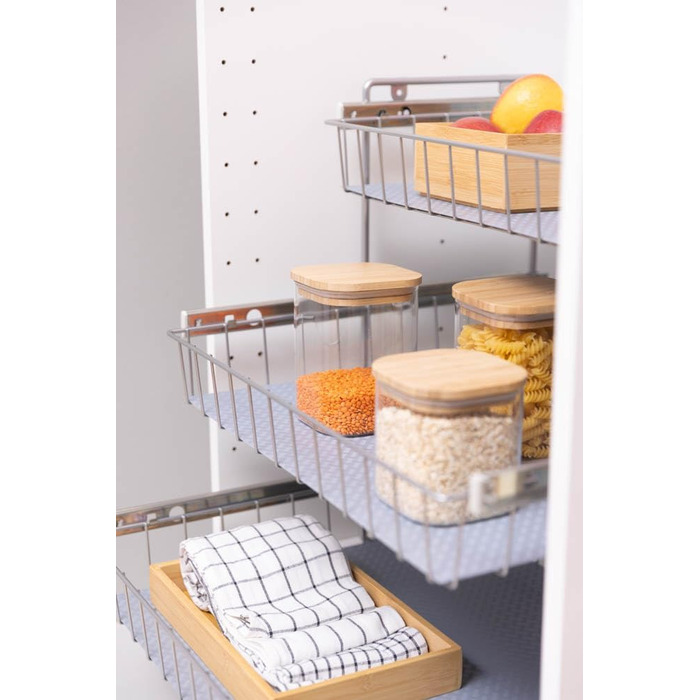 Storage Shop Pull-Out Shelf Basket Combination System for 50cm Wide Cabinet, 3-Tier