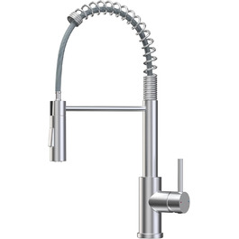Кран кухонний CECIPA з висувною лійкою, високотискний, з двома режимами розпилення, поворотний на 360°, з нержавіючої сталі, матовий