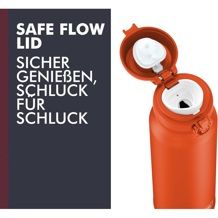 Термос Ultralight 0.5л, нержавіюча сталь, зберігає тепло 10 год / холод 20 год, абсолютно герметичний, для води, чаю, безалкогольних напоїв (Glowing Orange Mat)