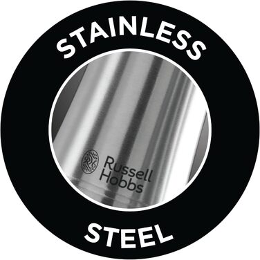 Електричні млини Russell Hobbs для солі та перцю, набір 2 шт, нержавіюча сталь, керамічний механізм, регульований помел, LED підсвітка, для спецій та трав, модель 23460-56