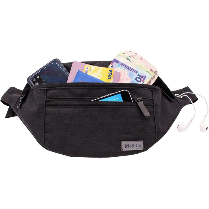 Чоловіча/жіноча поясна сумка-рюкзак на пояс, водонепроникна, для спорту, бігу, кемпінгу, подорожей (чорна)