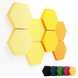 Акустичні панелі-поглиначі шуму Hexagon 3D (8 шт.), настінні гексагональні панелі для звукоізоляції, градієнт Green Shades / Sunny Shades, виготовлено в ЄС