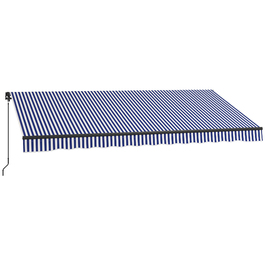 Outsunny Awning 4x3m Wall Mount Balcony Awning with Hand Crank, Sun Protection, Aluminum, Blue+White | Aosom
