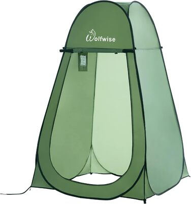 WolfWise Pop Up Shower Tent with Privacy Screen - Portable Toilet Tent, Green