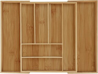 Relaxdays Cutlery Box Bamboo, Extendable, Cutlery Insert for Drawers, Drawer Insert HBT 6.5x57.5x43 cm, natural
