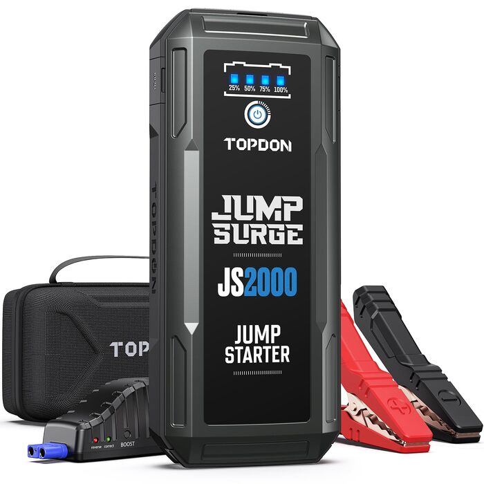TOPDON JS3000 Powerbank для запуску двигуна: Jump Starter для авто до 9л бензину та 7л дизеля, 24000mAh (2500A), LED, Eva-сумка