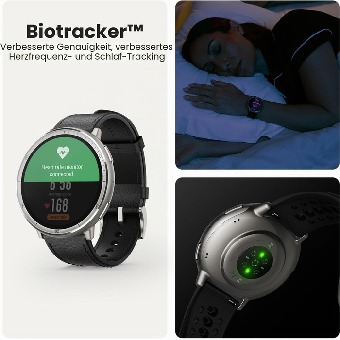 Смарт-годинник Amazfit Active 2 44мм: GPS, фітнес-трекер, 160+ режимів спорту, моніторинг сну, чорний шкіряний ремінець (Преміум)