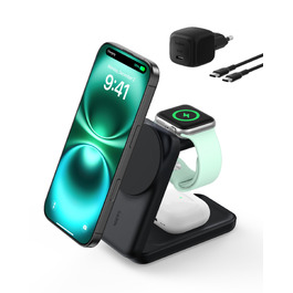 Бездротова зарядна станція Belkin UltraCharge 3-in-1 з підтримкою Qi2, 25 Вт, чорна