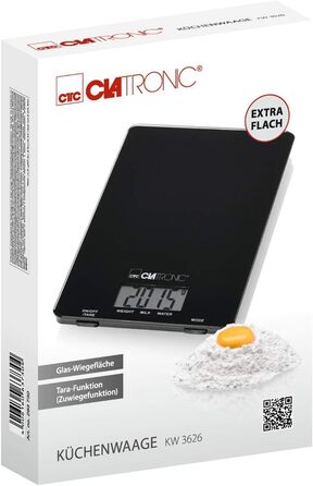 Кухонні ваги Clatronic KW 3626: скло, до 5000 г, тара, LCD-дисплей