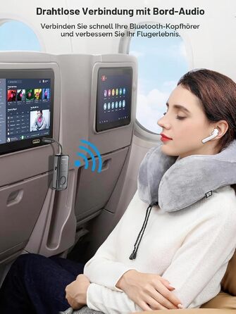 Bluetooth-адаптер AirFly для навушників у літаку, трансмітер аудіосигналу (чорний)