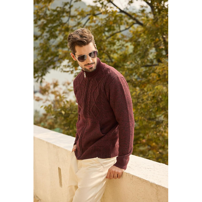 Чоловіча флісова куртка Les Umes з коміром-стійкою, Regular Fit (Бордовий, 3XL)