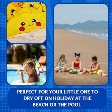 Pikachu Hooded Towel 100% Cotton Kids 3D Ears Costume Pikachu Poncho Beach Towel Swim Towel