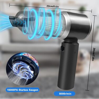 Бездротовий акумуляторний ручний пилосос XWGKLN 16000PA 4-в-1 для дому, авто, кухні, офісу та видалення шерсті тварин