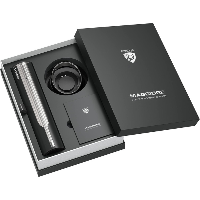 Premium Electric Corkscrew with Charging Station - Integrated Foil Cutter - Packaged in a High-Quality Gift Box - Black/Silver