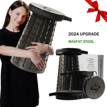 Зручний розкладний стілець Alevmoom з подушкою, телескопічний, для риболовлі та відпочинку на природі, чорний (50см, 450кг)