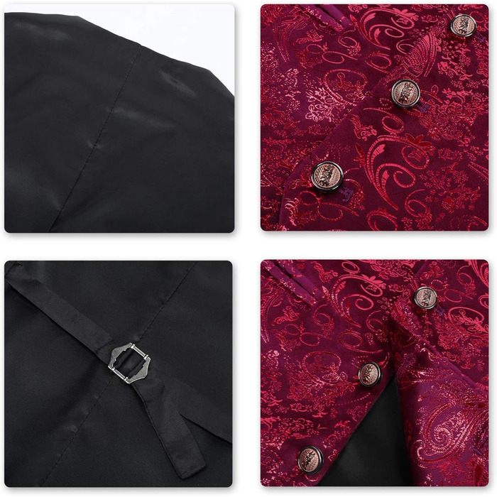 Жаккардова жилетка для чоловіків Allthemen: елегантна ансамблева жилетка для весілля та свят, червона (L)