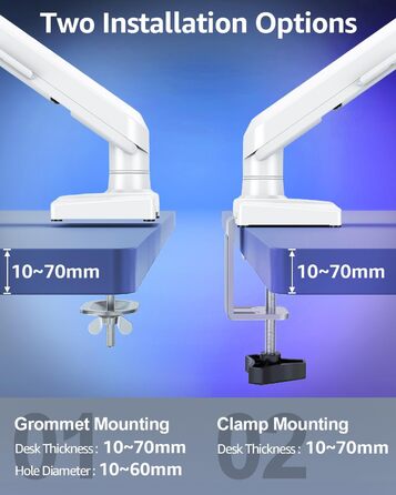 Кріплення для монітора ELIVED EV6012W: підставка для 2 моніторів (13-32 дюйми, 2-9 кг, VESA 75/100mm, регульована, білий)