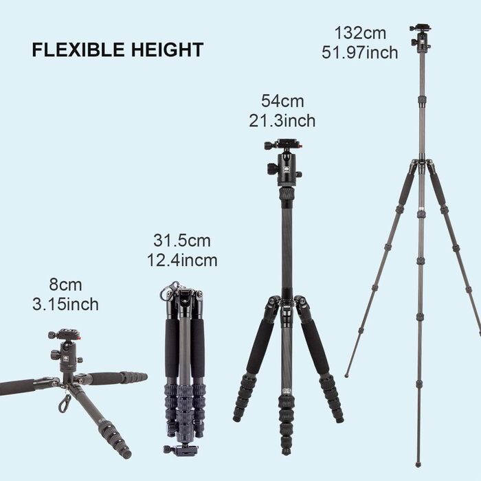 Штатив SIRUI AM-025K+D-10K LightLegs з кульковою головкою, карбон, 140,8 см