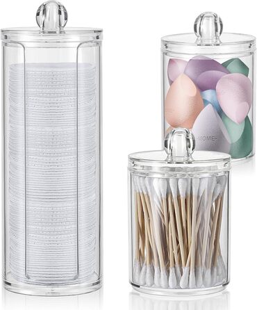 Органайзер для ватних дисків та ватних паличок з кришкою, для туалетного столика, ванної кімнати, спальні