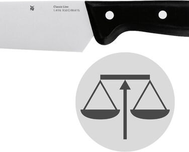Набір ножів WMF Classic Line 7-Piece з бруском для заточування, чорний дерев'яний блок, спеціальна сталь