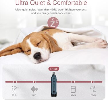 Електричний точилка для кігтів собак LOFICOPER з 6 швидкостями, 2 LED-ліхтариками, 3 портами, тихий для собак маленьких, середніх та великих порід