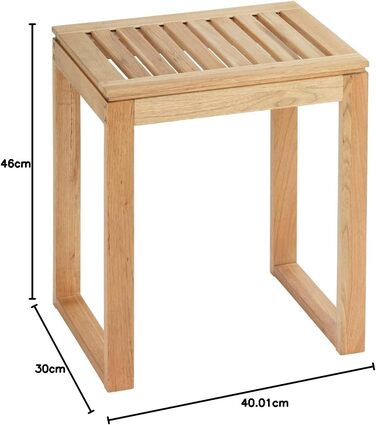 WENKO Stool Norway, warm accented square bathroom stool, high-quality living room stool with clear lacquer seal, natural, solid walnut wood, Scandinavian design, 40 x 46 x 30 cm, Natural