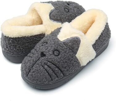 Дитячі тапочки KVbabby: м'які, теплі, з бавовни, з котиком, антиковзні, для дому, зимові, 21/22 EU, сірі