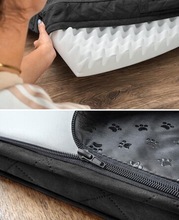 Ортопедичне ліжко для собак Lionto, 60x40x8 см, міцне, з м'яким плюшем, знімний та пральний чохол, водовідштовхувальне, для собак та котів (60x40x8 см, чорне)