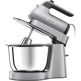 Міксер Kenwood Chefette HMP54.000SI – ручний і стаціонарний, 3,5 л, нержавіюча сталь, 650 Вт, регульована швидкість, сріблястий