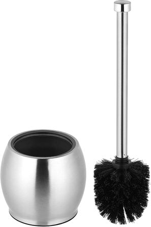 Щітка для унітазу з нержавіючої сталі, чорна, з підставкою, без свердління, з запасним змивачем, для ванної кімнати та туалету